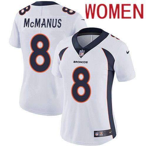 Women Denver Broncos #8 Brandon McManus White Nike Vapor Limited NFL Jersey->women nfl jersey->Women Jersey